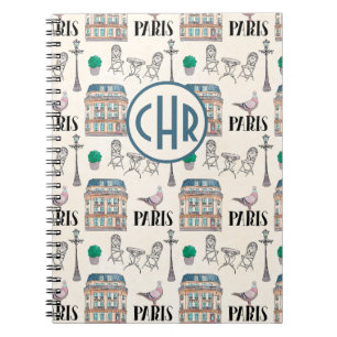 Carnet Scène de la rue de Paris   Monogramme aquarelle