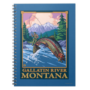 Carnet Scène de pêche de mouche - rivière de gallatine,