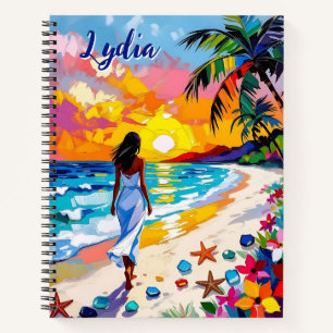 Carnet Scène de plage abstraite de coucher de soleil vibr