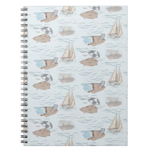 Carnet Scène de plage toile de bord de mer dessinée à la