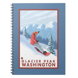 Carnet Scène de surfeur - crête de glacier, Washington