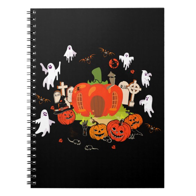 Carnet Scène éffrayante de cimetière Citrouille d'Hallowe (Devant)