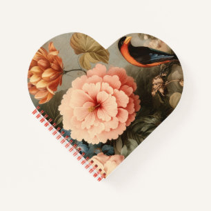 Carnet Scène florale et aviaire vintage vibrante