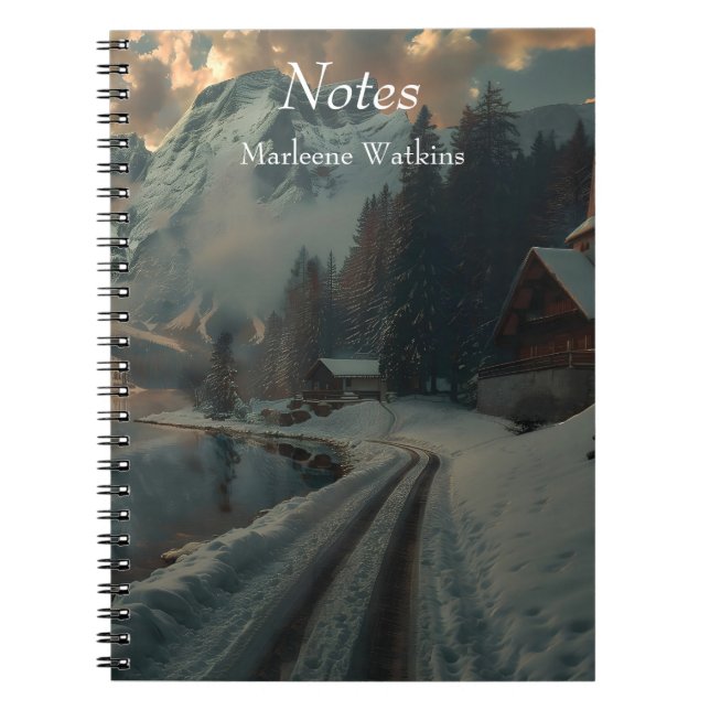 Carnet Scène hivernale avec des bâtiments en bois (Devant)