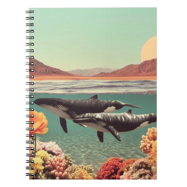 Carnet Scène Océanique Surréelle Avec Baleines Et Corail (Devant)