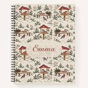 Carnet Scène personnalisée de mangeoire à oiseaux de Noël