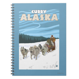 Carnet Scène Sledding de chien - cari, Alaska