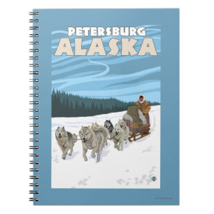 Carnet Scène Sledding de chien - Pétersbourg, Alaska