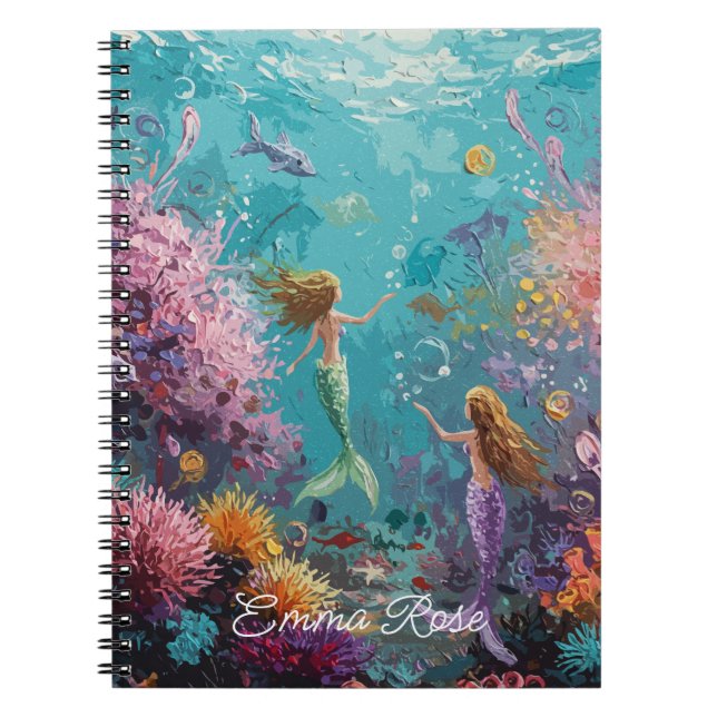 Carnet Scène sous-marine de sirène enchantée (Devant)