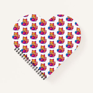 Carnet Scène Whimsical de Tricot de chats Kawaii avec sur