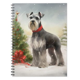 Carnet Schnauzer Chien à Noël de neige