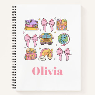 Carnet School Pink Bows Coquette Fournitures scolaires