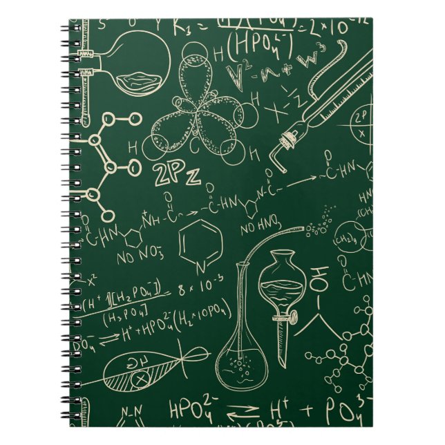 Carnet Science, chimie, motif de laboratoire vintage (Devant)