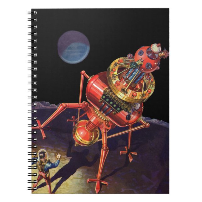 Carnet Science-fiction vintage Astronaute avec Robot Alie (Devant)