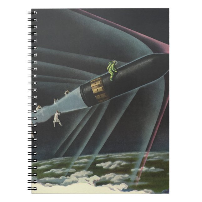 Carnet Science-fiction vintage d'astronaute chevauchant u (Devant)
