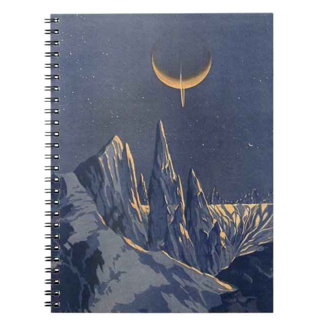 Carnet Science-fiction vintage, planète enneigée au clair (Devant)
