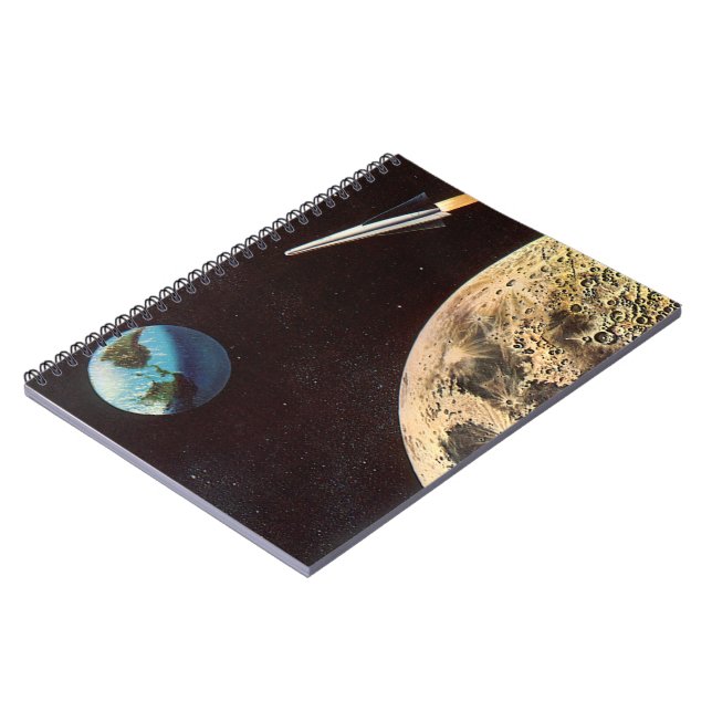 Carnet Science-fiction vintage, vaisseau spatial au-dessu (Côté gauche)