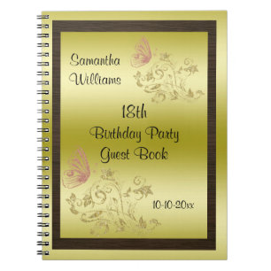 Carnet Scintillements d'or et anniversaire de papillon