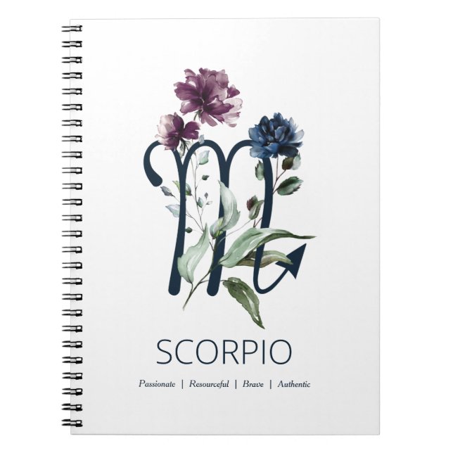 Carnet Scorpio moderne Floral Zodiac Star Sign (Devant)