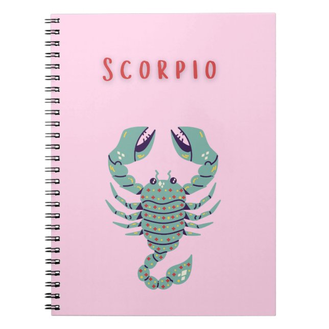 Carnet Scorpion rose, zodiaque, signe du zodiaque (Devant)