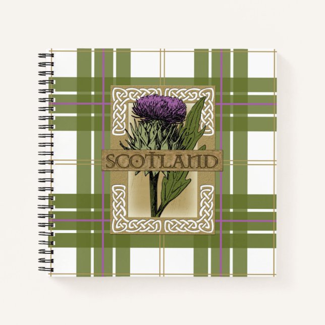 Carnet Scotland Scottish Thistle Gold Celtic Knots (Devant)