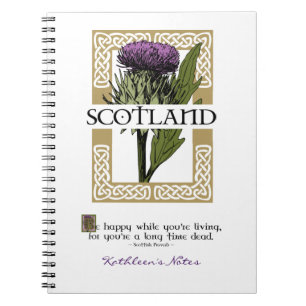 Carnet Scotland Scottish Thistle Gold Celtic Knots Nom