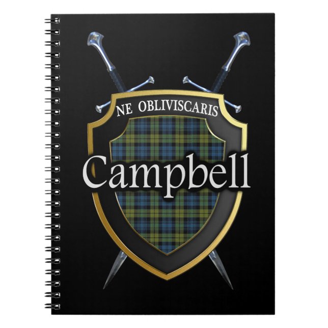 Carnet Scottish Campbell Tartan Shield & Swords (Devant)