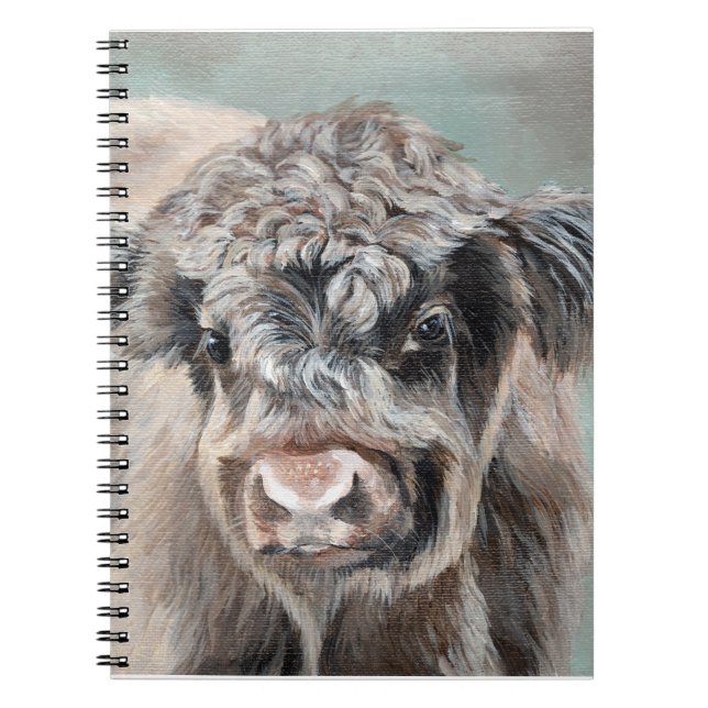 Carnet Scottish Highland Cow on Green (Devant)