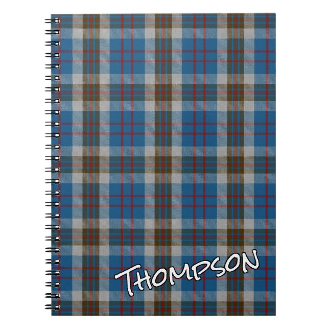 Carnet Scottish Honor Clan Thompson Blue Gray Tartan (Devant)