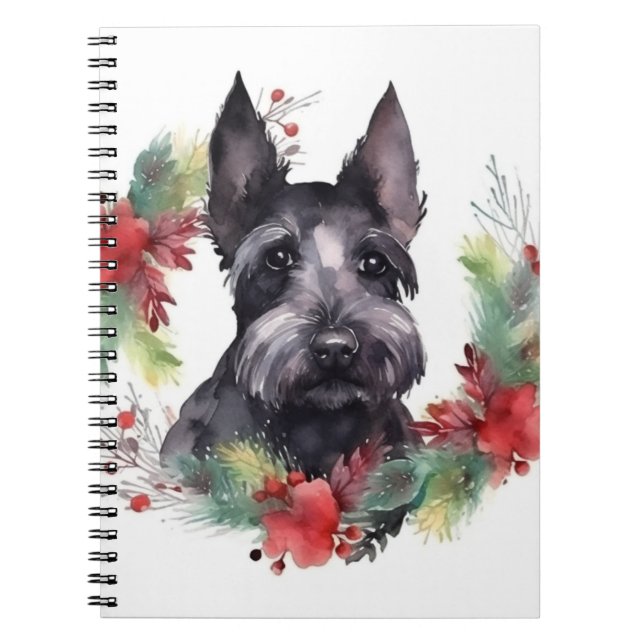 Carnet Scottish Terrier Christmas Wreath Festive Pup (Devant)