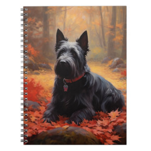 Carnet Scottish Terrier dans les feuilles d'automne qui t