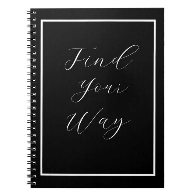 Carnet Script blanc de la phrase "Trouvez votre chemin" (Devant)