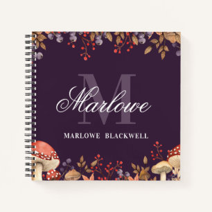 Carnet Script de monogramme d'automne blanc mou