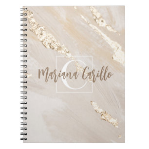 Carnet Script de monogramme de marbre d'huile d'or person