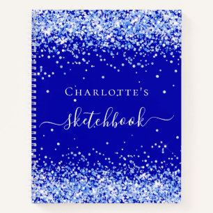 Carnet Script de nom de parties scintillant bleu royal du