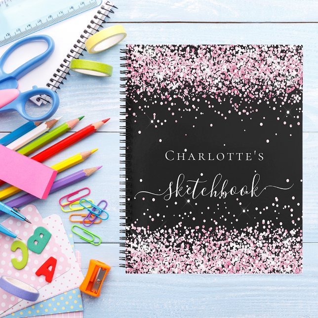 Carnet Script de nom de parties scintillant rose pâle noi (Créateur téléchargé)