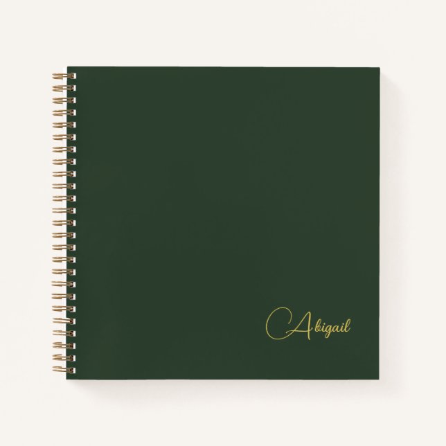 Carnet Script de nom personnalisé vert émeraude  (Devant)