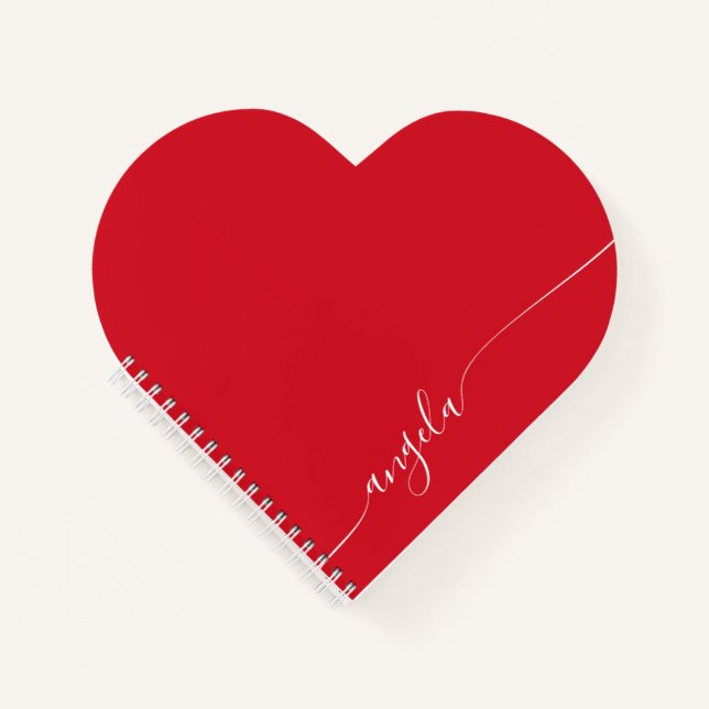 Carnet Script de signature élégant rouge et blanc (Devant)