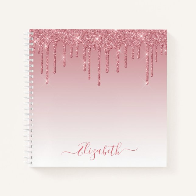 Carnet Script élégant moderne Parties scintillant rose po (Devant)