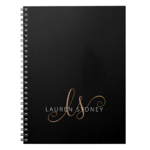 Carnet Script féminin Black Gold moderne Monogramme