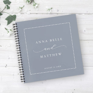Carnet Script minimaliste moderne Dusty Blue Mariage invi