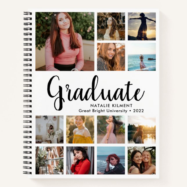 Carnet Script Modern Graduate Photo Collage Graduation (Devant)