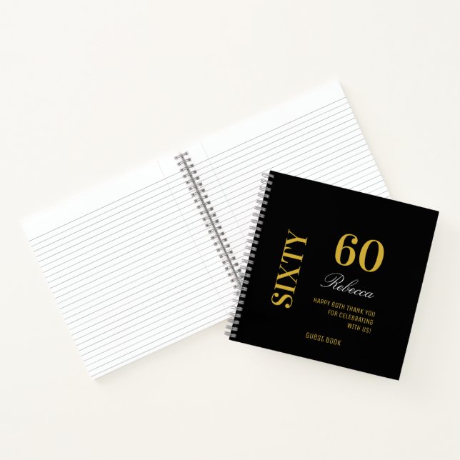 Carnet Script moderne Black Gold 60e anniversaire invité (Intérieur)