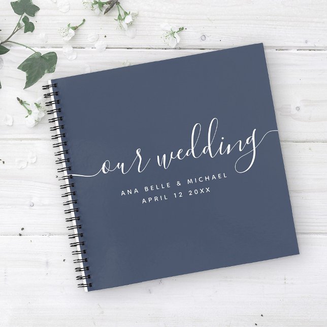 Carnet Script moderne élégant Marine Blue Mariage invité (Créateur téléchargé)