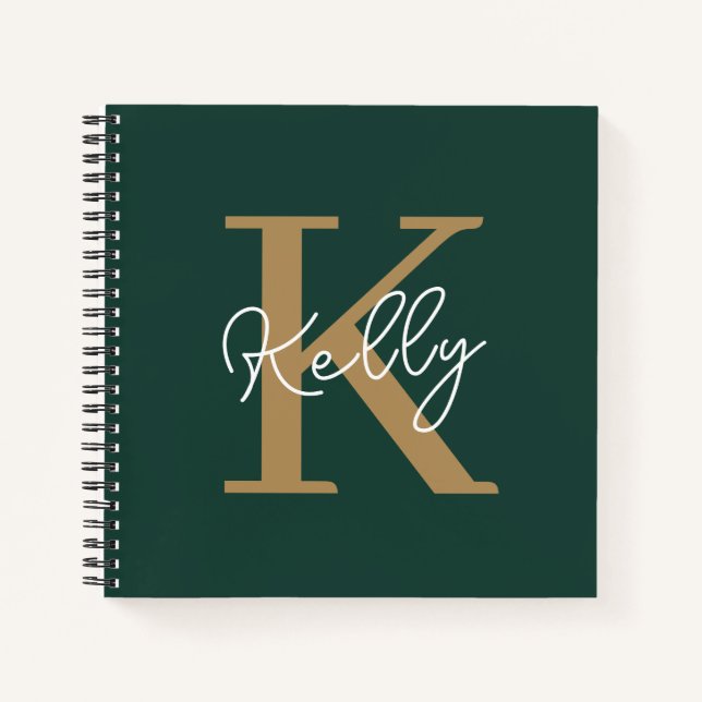 Carnet Script moderne Emerald Green Gold (Devant)