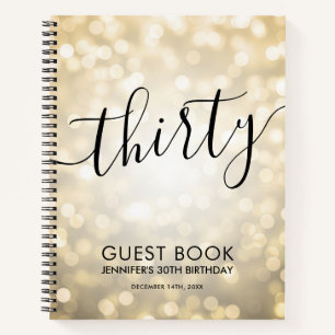 Carnet Script moderne Gold Lights 30th Birthday GUEST LIV