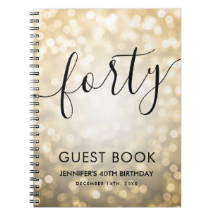 Carnet Script moderne Gold Lights 40th Birthday GUEST LIV