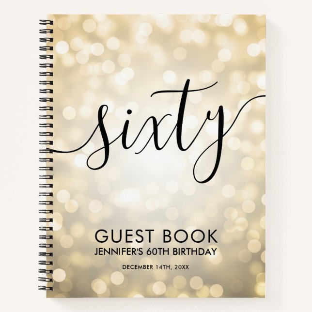 Carnet Script moderne Gold Lights 60e anniversaire GUEST  (Devant)