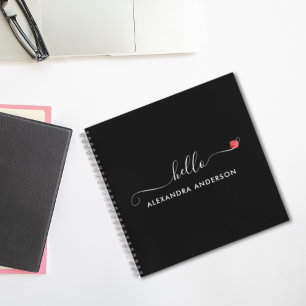 Carnet Script moderne minimal Hello Coeur