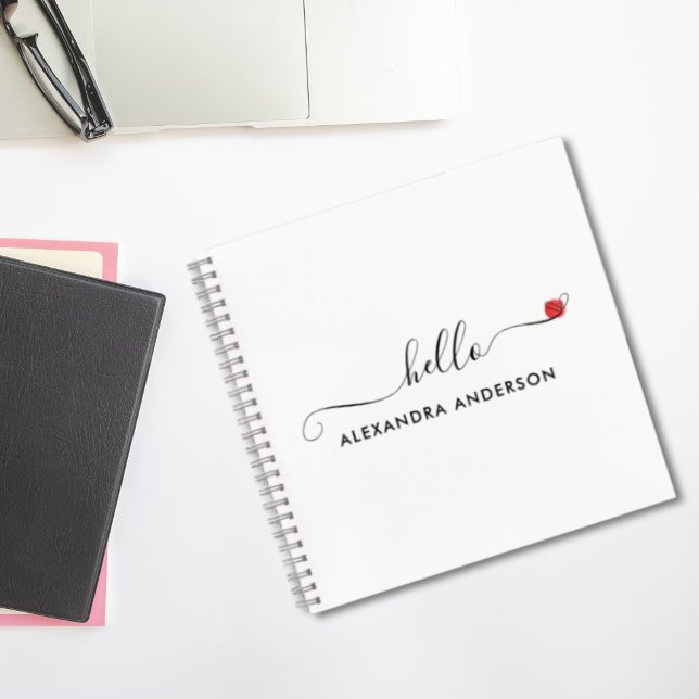 Carnet Script moderne minimal Hello Coeur (Minimal Modern Script Hello Heart Notebook)